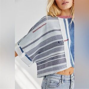 Free People Striped Blue and White Blouse